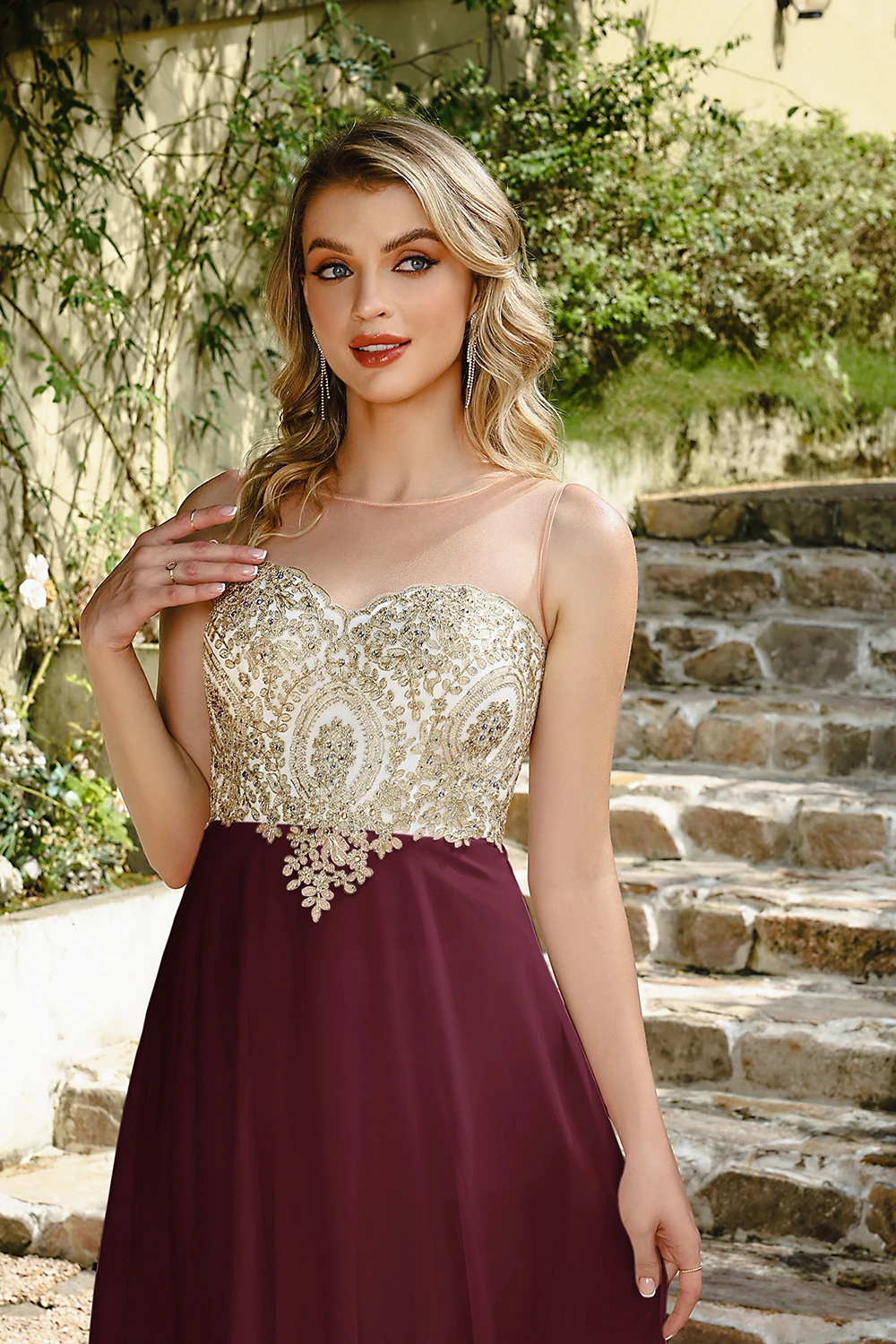 BABYONLINE Bruiloft Jurk Lange Kant Chiffon Avondjurken Illusie A-lijn Sweetheart Kralen Elegante Formele Galajurken