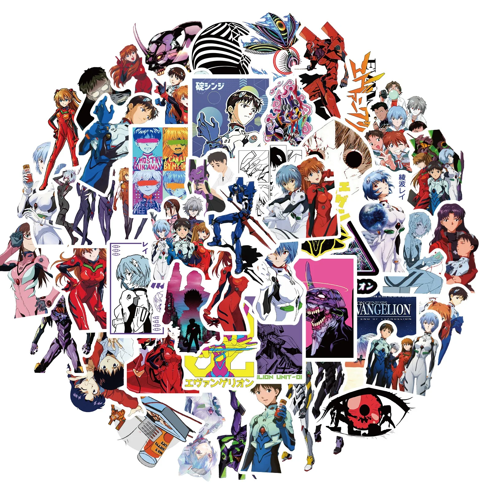 10/50Pcs Japan Evangelion Anime Stickers Cartoon Decal Laptop Suitcase Luggage Skateboard Phone Manga Stickers Scrapbook Toy