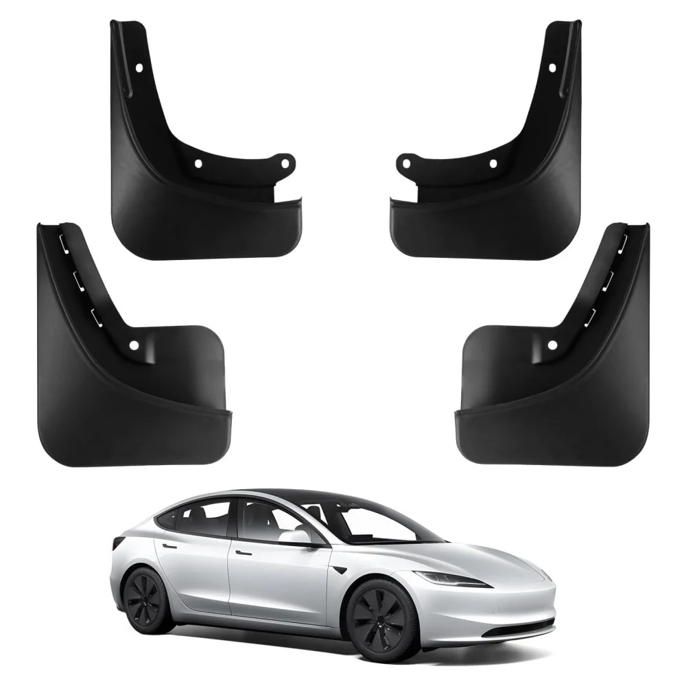 

For Tesla Model 3 Highland 2024 2025 Mud Flaps Splash Guards No Drilling No Tape All-Weather Mud Guard Tire Protector Mudflaps