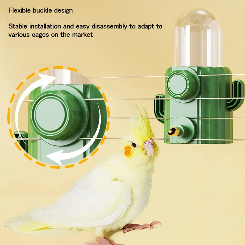 

Bird Water Drinker Feeder Cactus Automatic Pet Food Box Dispenser Cage Accessories Supplies for Small Animals & Birds