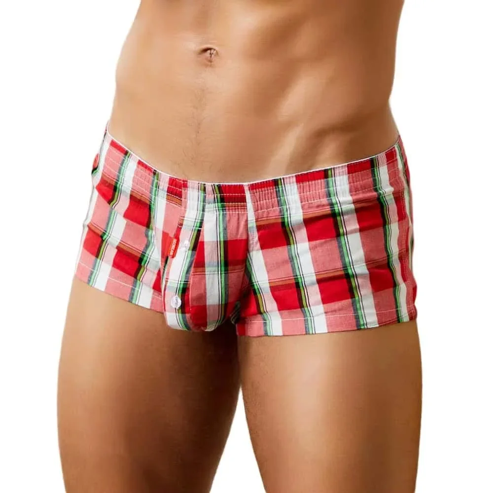 

Men's Underwear Boxers Cotton Underpants High Quality Male Panties Boxer Shorts Plaid Point Comfortable Lounge Loose Underwears