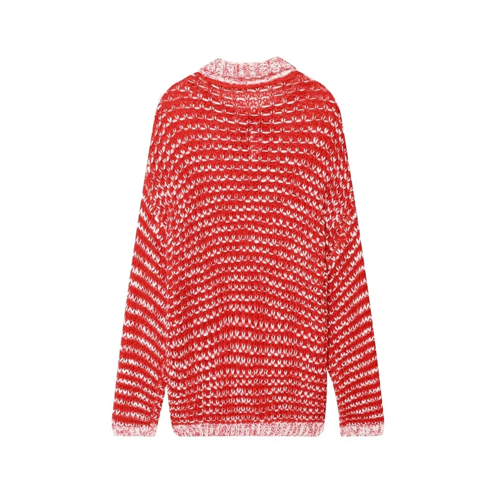 النمط الأوروبي والأمريكي 2025 الخريف منتج جديد المرأة تنوعا المخلوطة قميص بولو طوق محبوك سترة