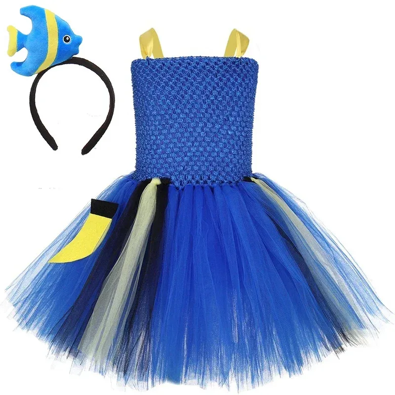 

Blue Clownfish Tutu Dress for Girls Finding Dory Halloween Costumes Kids Nemo Outfit with Fish Haribow Children Birthday Gif@0Z*
