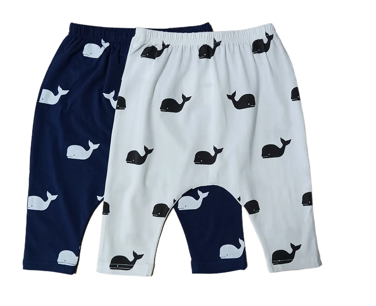 Kids pants whale printing summer new boys and girls short harem pants