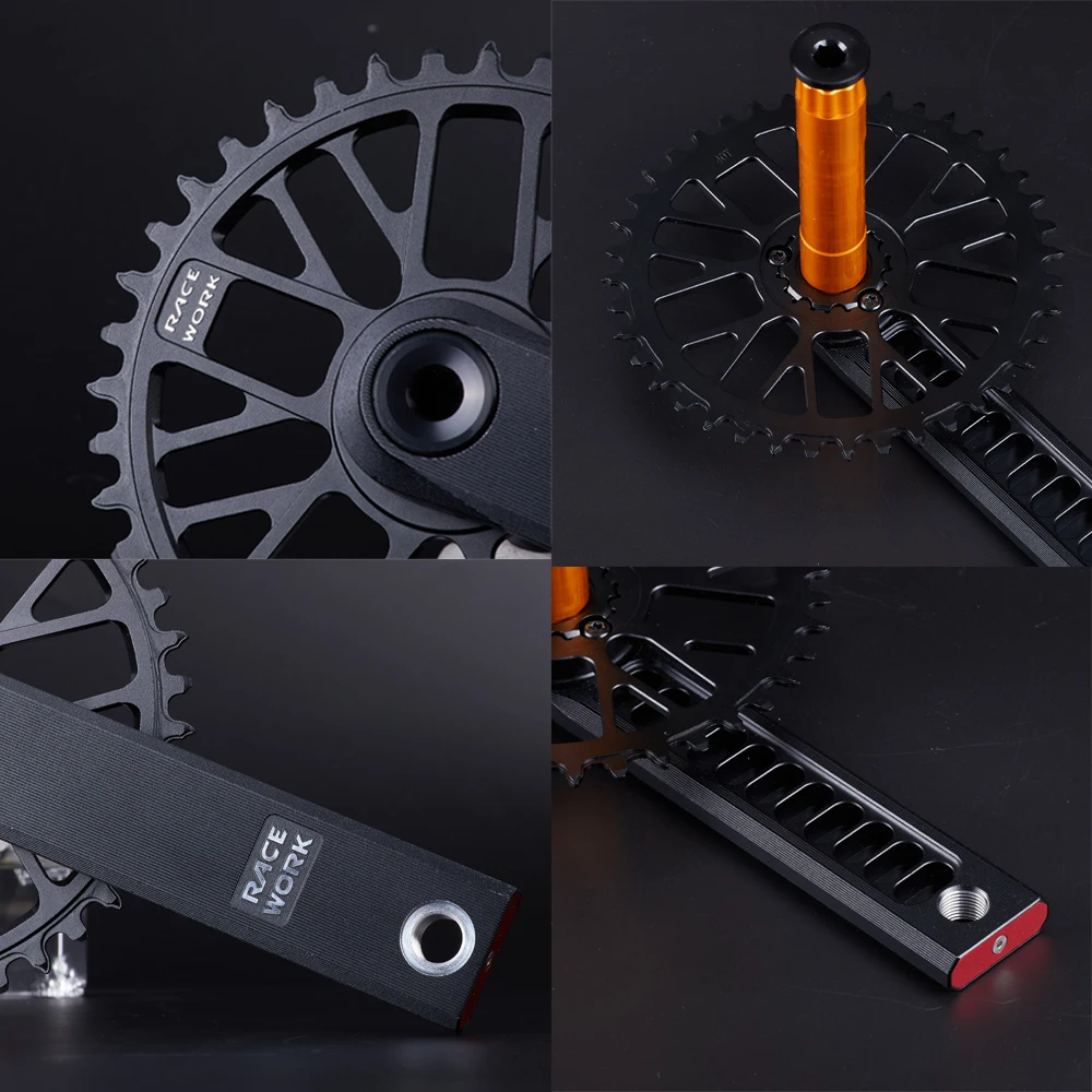 RACEWORK Road Bike Crankset 9/10/11/12 Speed CNC 170mm Hollow Bicycle Crank 40/42/44/46T Single Chainring With BB For GXP Gravel