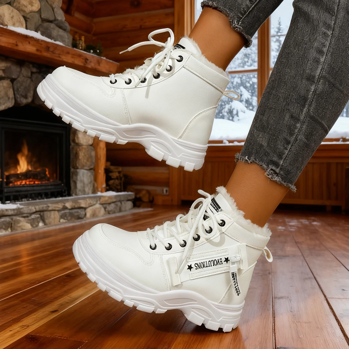 Women's Ankle Boot Fashion Short Boot Thick-Soled Winter Boot with Thick Lining and Insulation Stylish and Versatile Size 36-43