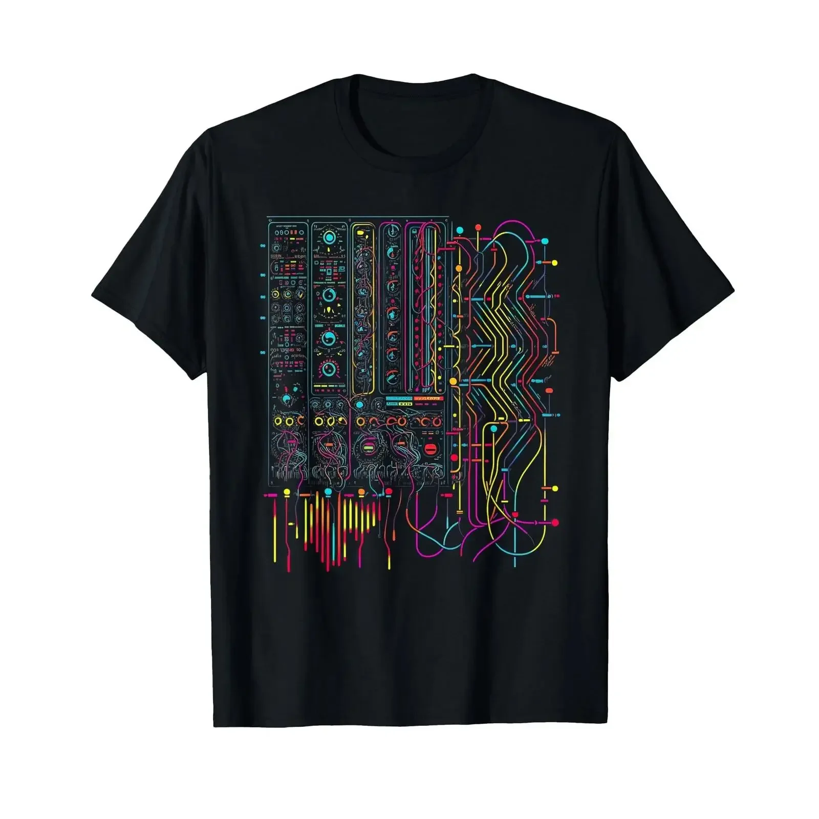 Analogue Synthesiser Electronic Music Modular Life T Shirt vintage Washed Top For Everyday Wear Stretched Casual streetwear
