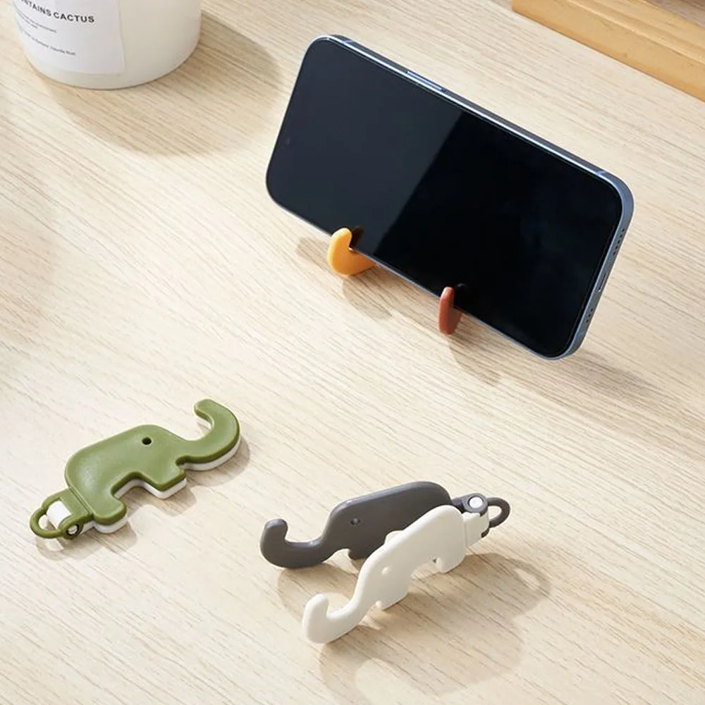 Universal Phone Holder Cute Cartoon Animal Lazy Desktop Mobile Phone Stand Base Foldable Storage Key Chain Design Easy To Carry