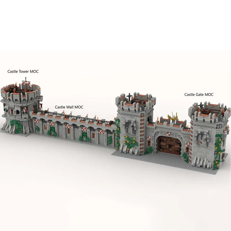 Middeleeuws kasteel Model Moc Bouwstenen Modulair Middeleeuws kasteel Poort Technologie Blokken Kerstmis DIY Speelgoed Bouwgeschenken