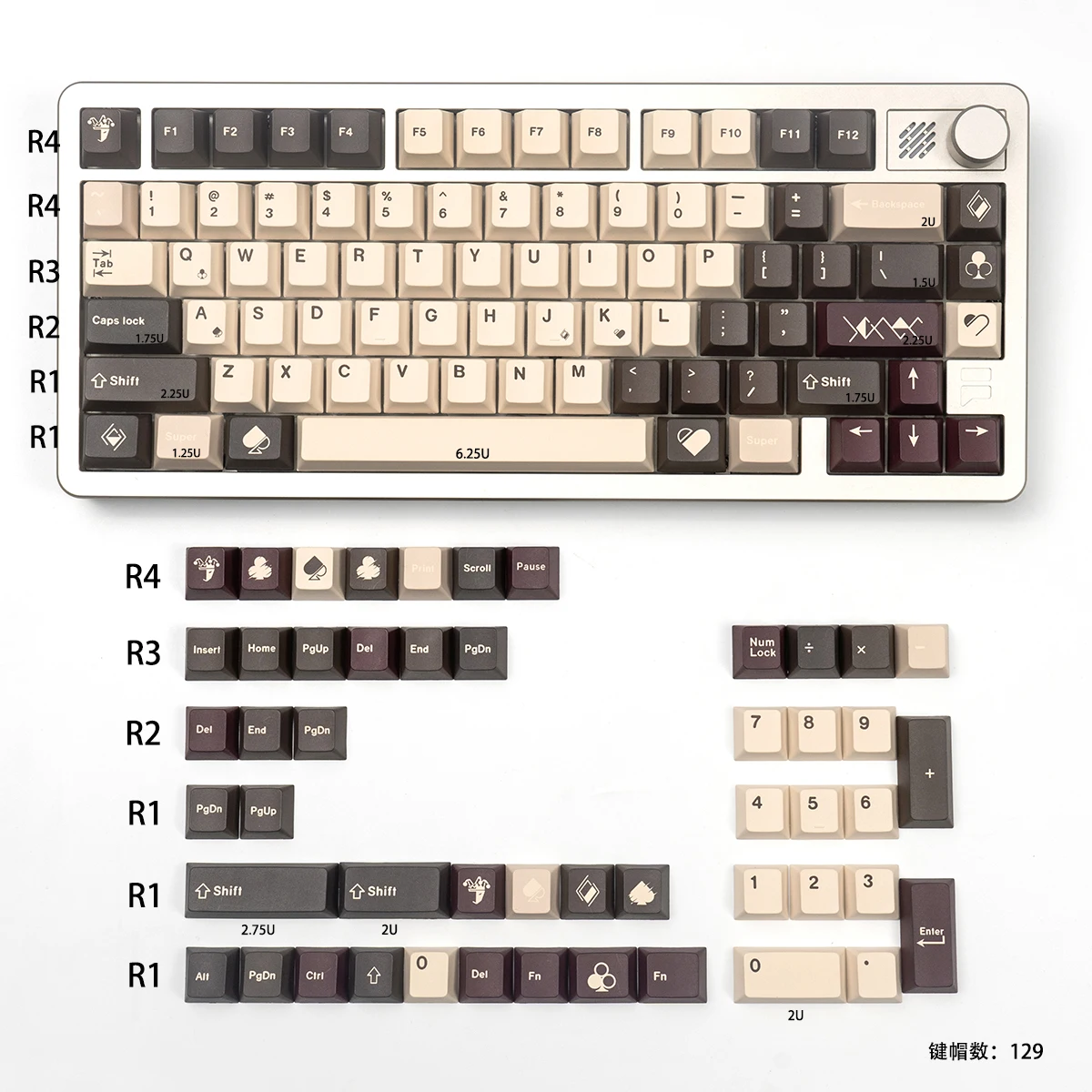 GMK Poker Theme Keycap Set 129key PBT Custom Retro Keyboard Cap Cherry Profile Gaming KeyCap for Mechanical Keyboard Accessories