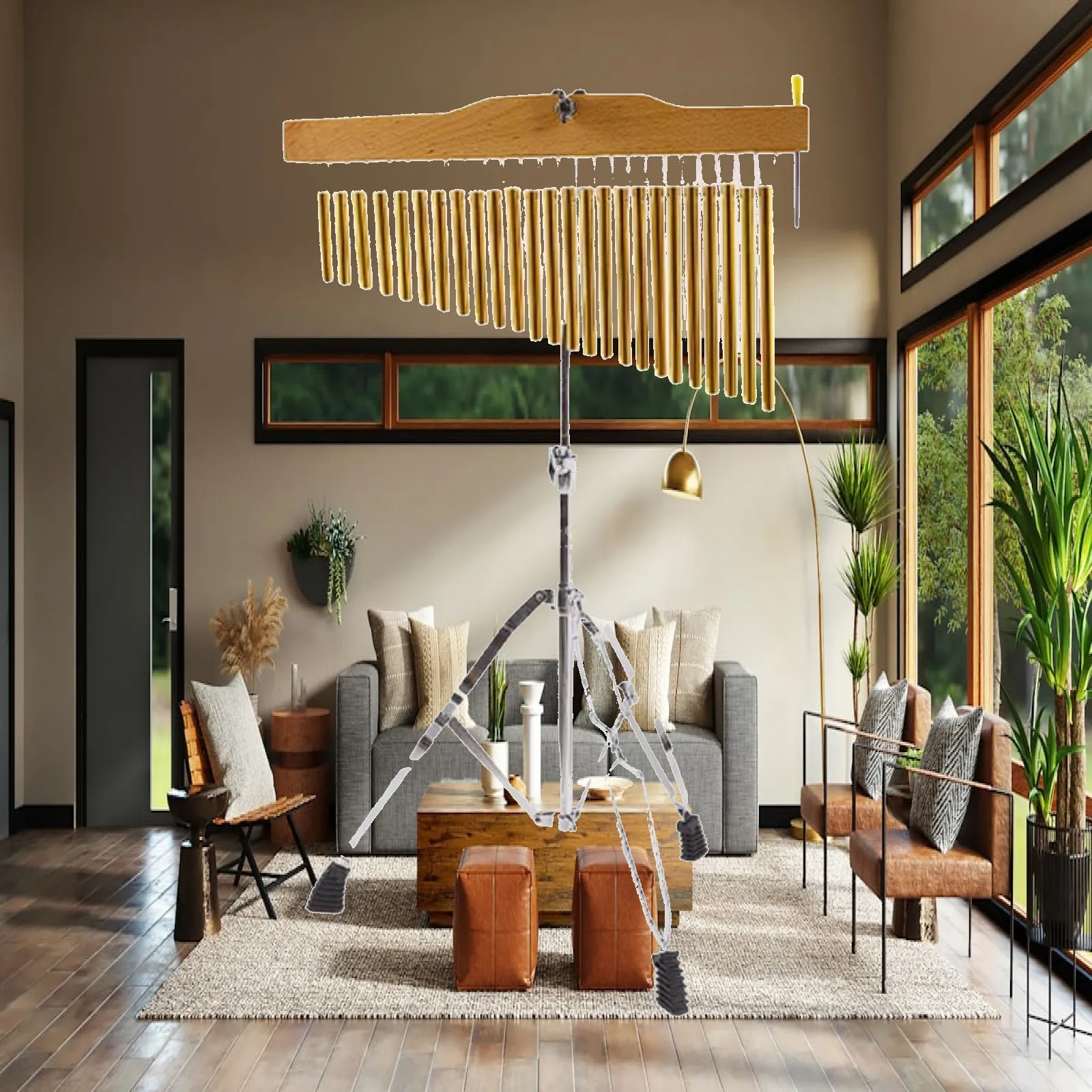 

Musical Instruments Bar Chimes Stand Adjustable Wind Chime Percussion for Studio Home Practice School Stage
