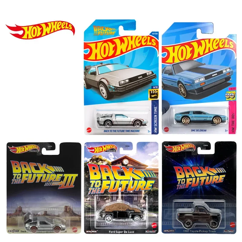 Hot Wheels 1:64 Back to The Future III Time Machine 1955 87 Toyota Pickup Truck Ford Super De Luxe DMC Delorean Diecast Car Toy