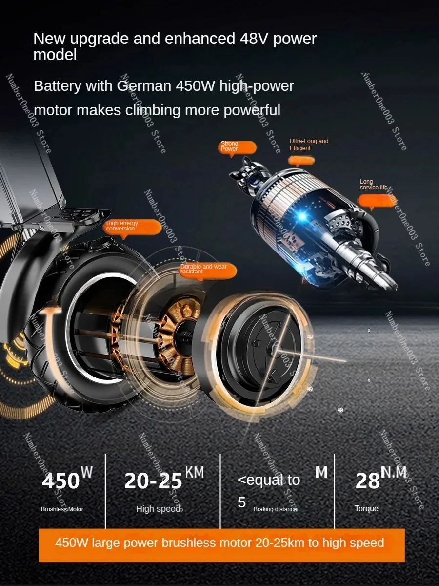 Nowy, lekki, składany dwuosobowy pojazd elektryczny 48 V, przenośny mały i lekki mini trójkołowy skuter elektryczny