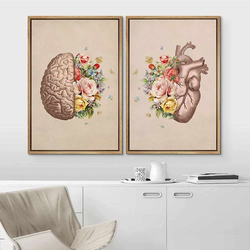 Abstract Heart Canvas Painting Print Creative Plant Brain Posters Wall Art Pictures Modern Gallery For Living Room Decor Artwork