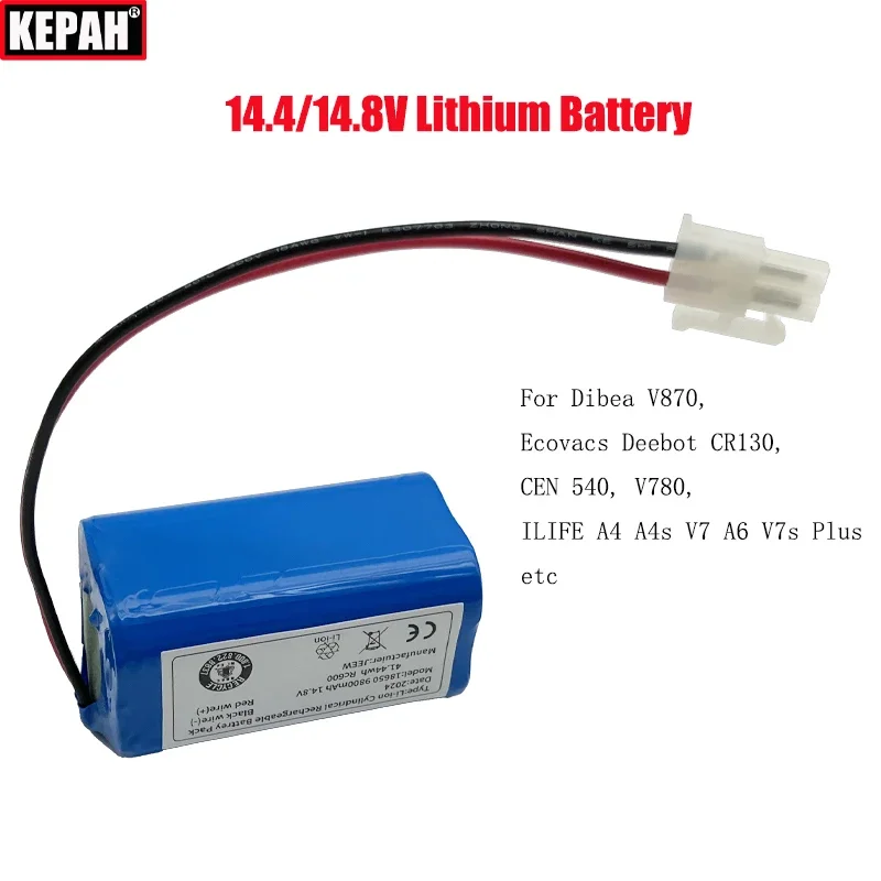 14.4V/14.8V lithium battery for Dibea V870, Ecovacs Deebot CR130, CEN 540, V780 ILIFE A4 A4s V7 A6 V7s Plus Robot Vacuum Cleaner