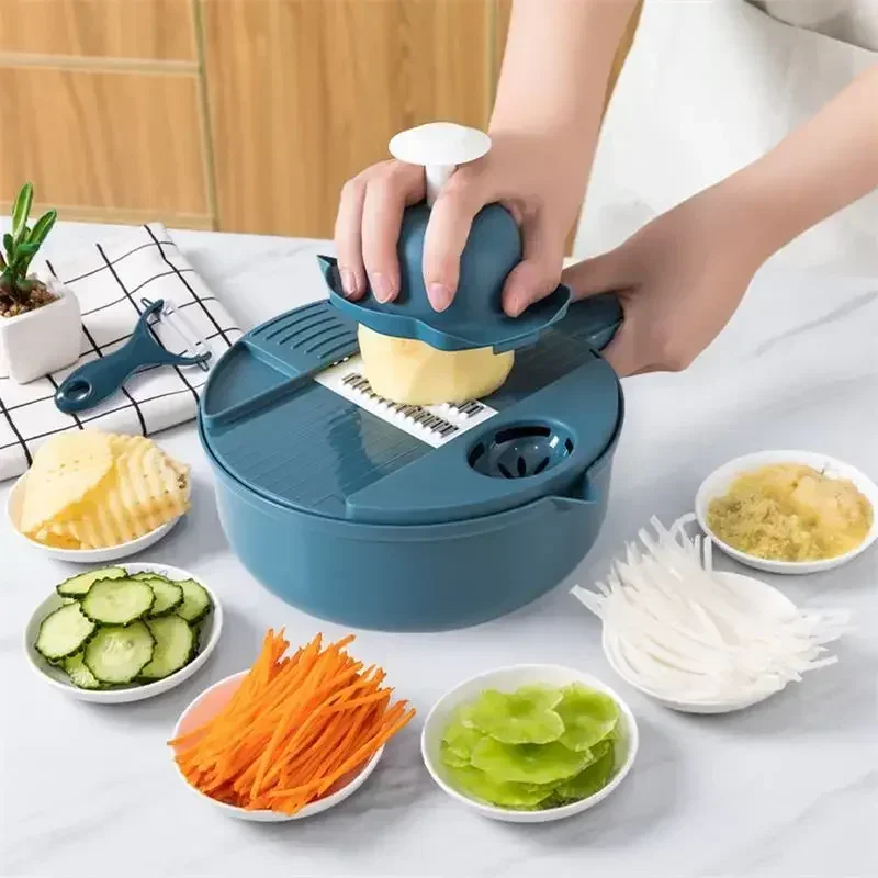 

5Pcs Green/Blue/Pink Kitchen Multifunctional Salad Utensils Vegetable Chopper Carrot Potato Manual Shredder Cook Vegetable Tools