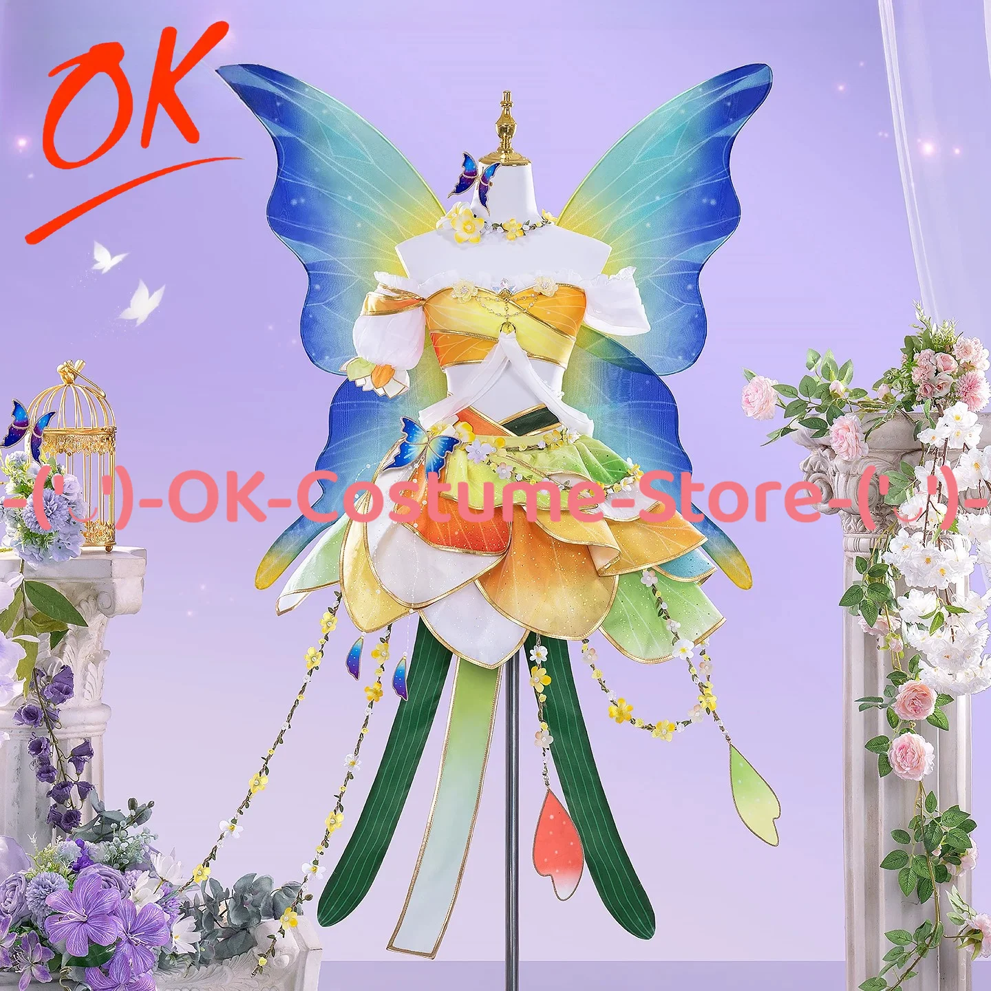 Love Live! Costume de cosplay Rin Hoshizora du School Idol Festival, tenue élégante avec bouquet de fleurs, uniforme de fête d'Halloween et de carnaval