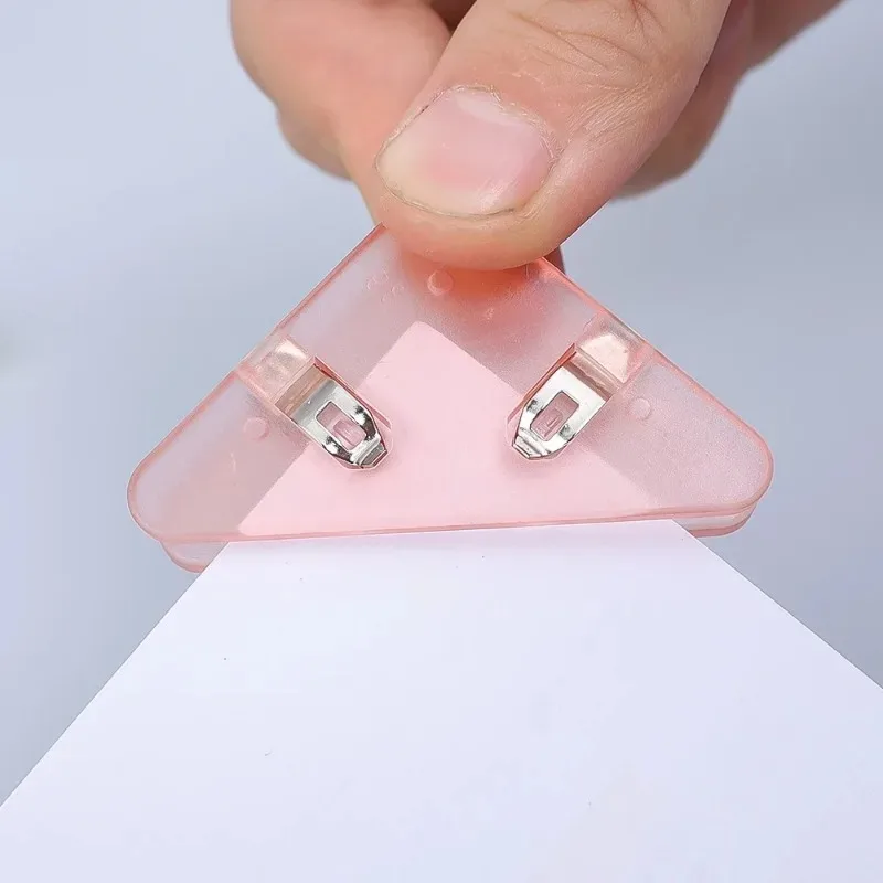 Kawaii Clear Triangle Clip File Paper Index Photo Clamp Page Holder Stationery Office Desktop Organizer for Folder School Office