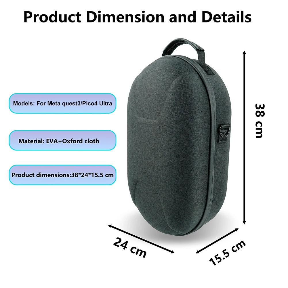VR Glasses Storage Bag Shockproof Travel Case EVA for Meta Quest 3/Quest 3S/Pico 4 Ultra VR Headset