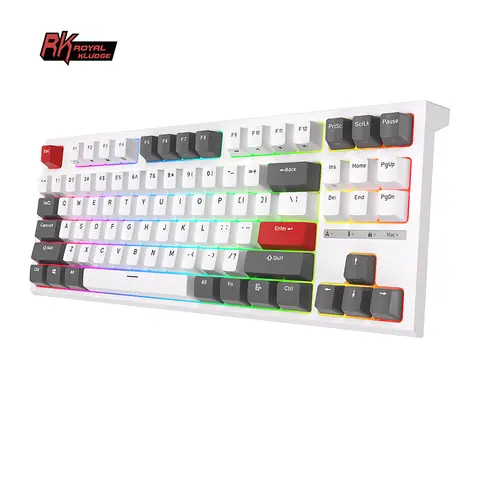 RK ROYAL KLUDGE R87 Teclado mecánico español de 87 teclas con retroiluminación RGB, teclado para juegos con cable intercambiable en caliente, teclas personalizadas