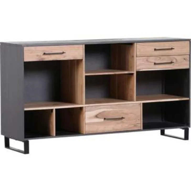 Wooden sideboard, wooden accent cabinet, iron sideboard, buffet kitchen, dining room, living room, hotel home, bar entrance