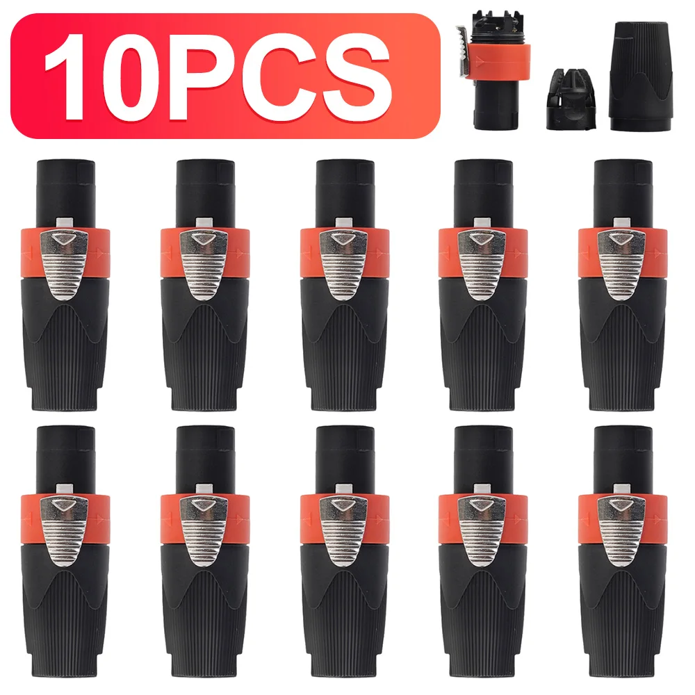 10Pcs for NL4FX Speakon Cable Adapter Connectors 4 Pole Audio Speaker Male Plug Female Socket Twist Lock for NL4FC NLT4X NL2FC