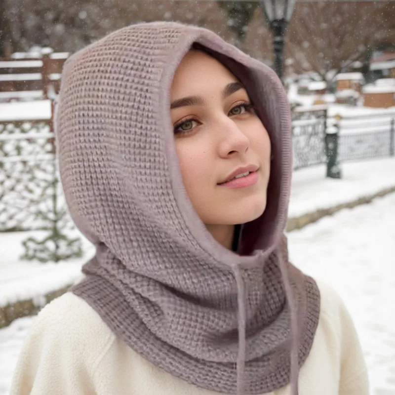 قطعة واحدة قناع أقنعة متماسكة قبعات شتوية للنساء وشاح دائري للرقبة قبعة تزلج على الجليد MZr12 #3