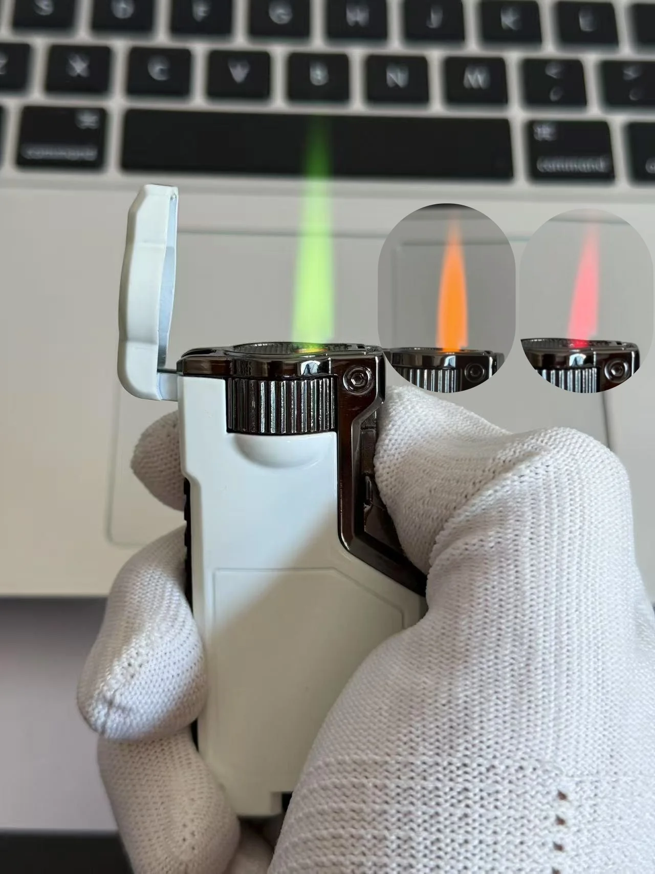 New tri color flame switching creative lighter, personalized windproof butane igniter, system accessories, holiday gifts