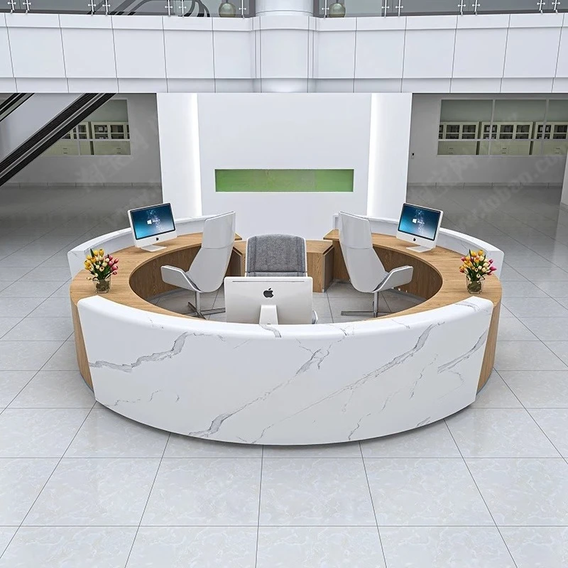 

Round company paint front desk curved checkout page reception desk beauty salon simple convenience service consultation bar cabi