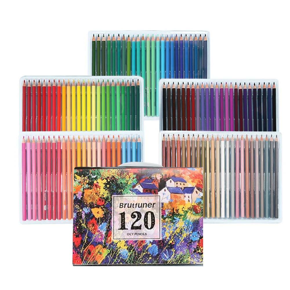 

48/72/120pcs Wooden Oil Color Pencils Set Soft Core Art Supplies Oily Art Colored Pencils Writing Sketching