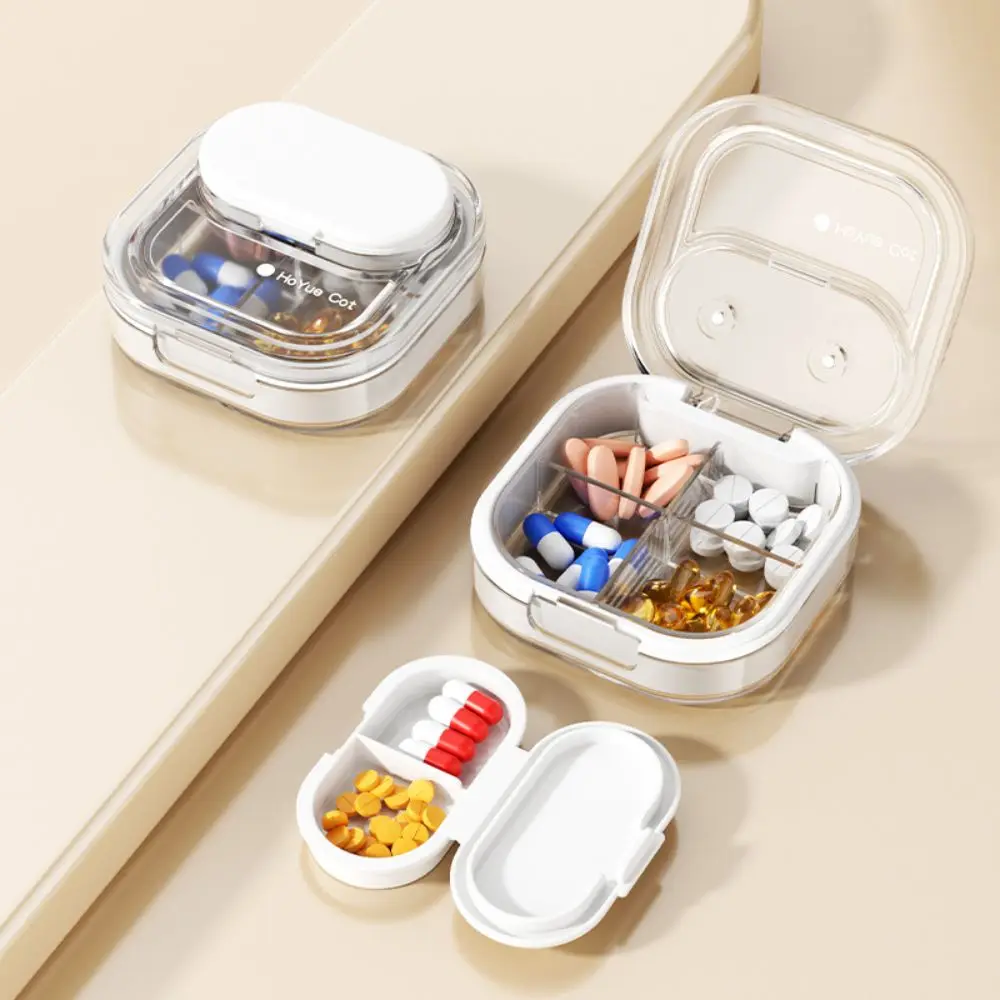 Frosted Plastic Magnetic Detachable Pill Box Portable Sealed Moisture-Proof Medicine Case 6 Grids Compartment Pill Organizer