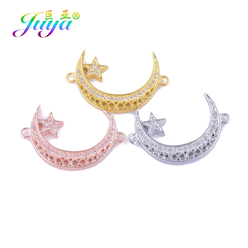 Juya Handmade Decorative Religious Islamic Qamis Moon Star Allah Crescent Charms Connectors For DIY Prayer Muslim Jewelry Making