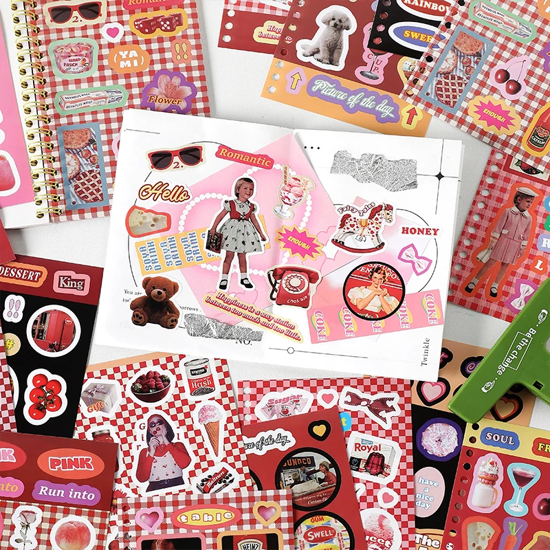 20 Sheets INS Style Retro Cute Sticker Book Creative Korean Hand Account Material Paper Decorative Stickers Kawaii Stationery