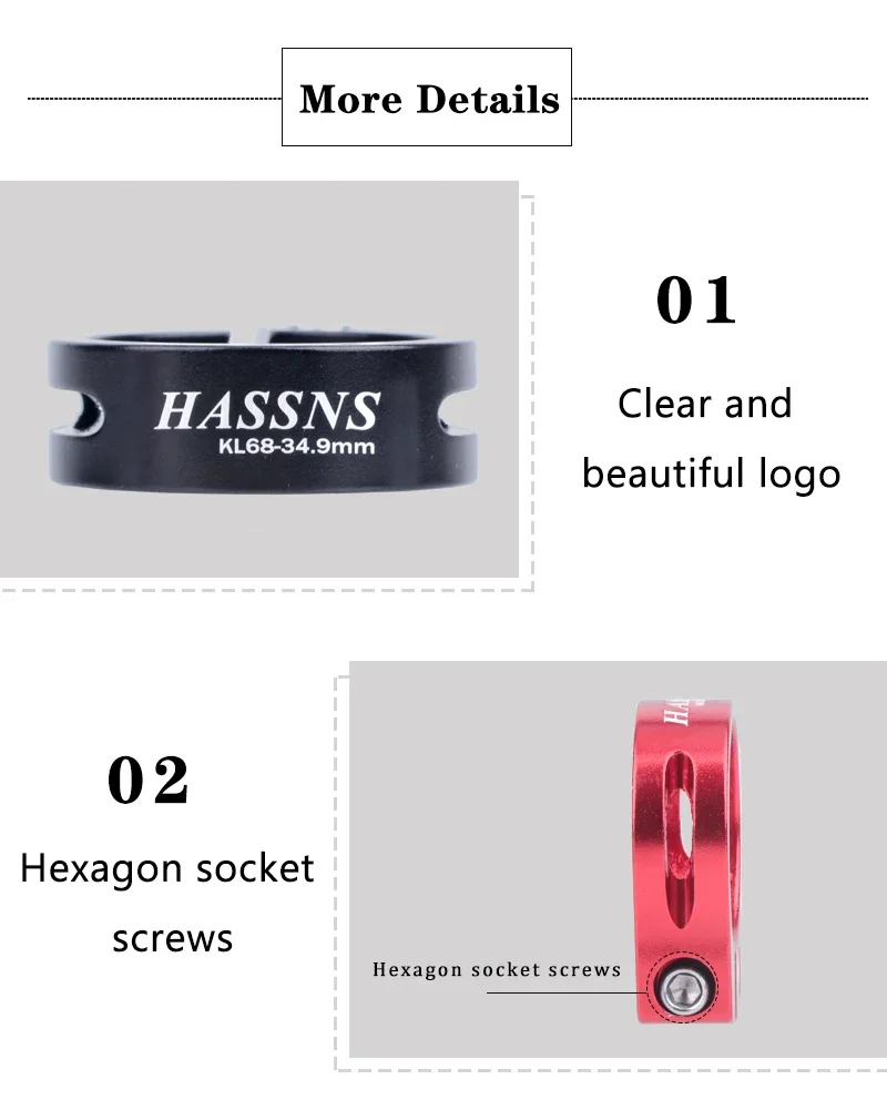 HASSNS Fahrrad-Sattelstützenklemme, Sattelblockierung, Fahrradsitz-Clip, 31,8/34,9 mm, Pfostenkragenverschluss für Dropper 27,2/28,6/31,6 mm MTB – Detail 9
