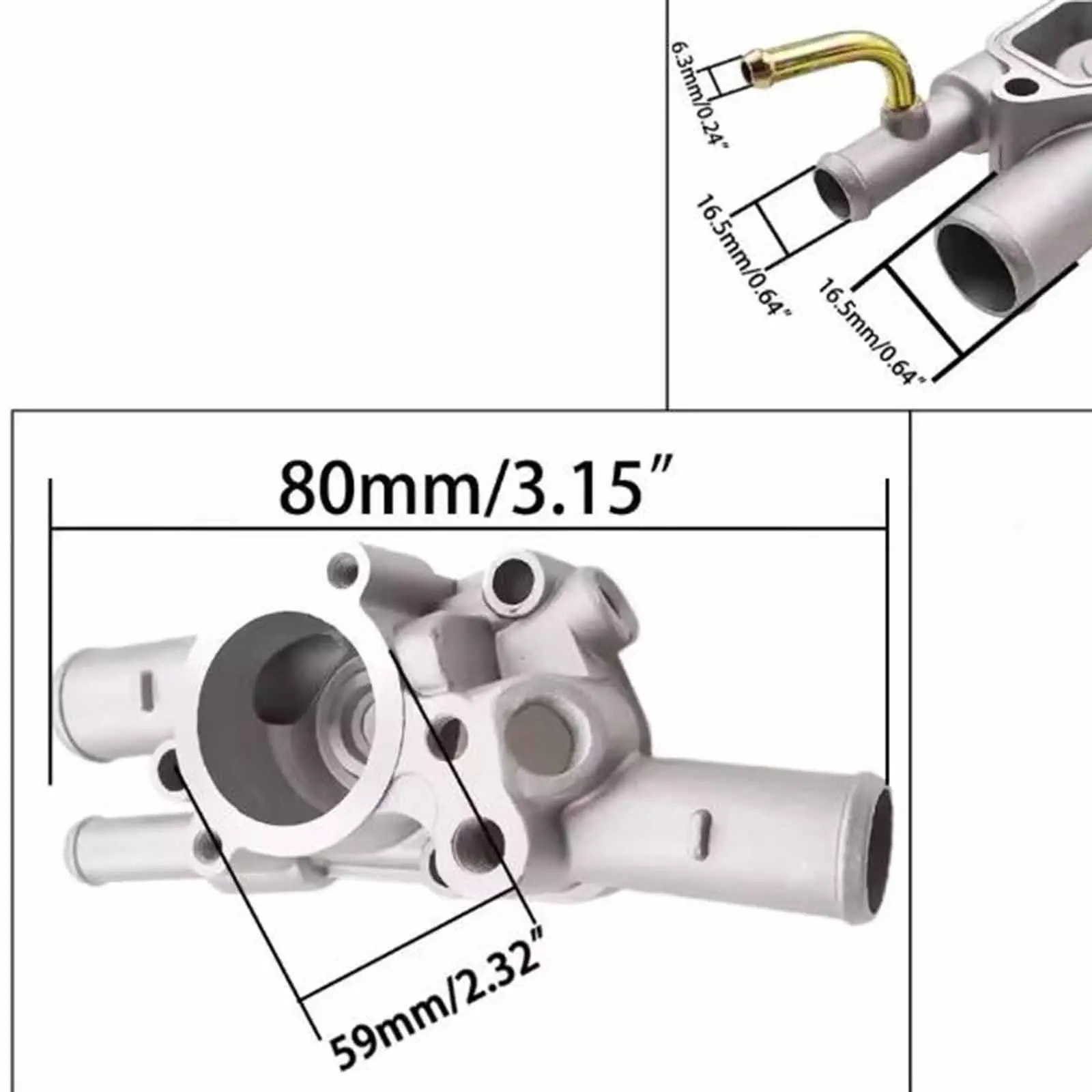 Picture 7: Coolant Thermostat Housing Assembly Sturdy Practical Convenient Easy to Install 16333-11211 Replace Part Automotive Accessories