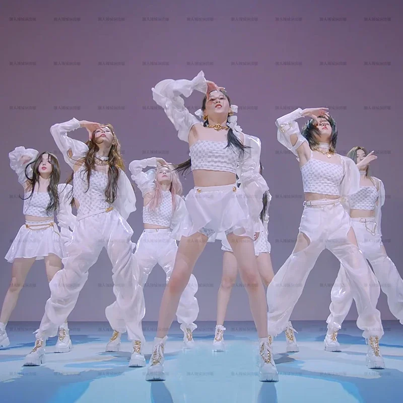 

NMIXX Kpop наряд джазовый танцевальный концертный костюм для женщин праздничная одежда Idols Rave наряд хип-хоп Rave Wear