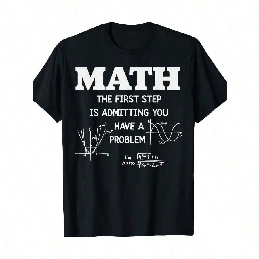 قميص مضحك لمعلم الرياضيات الخطوة الأولى يقبل مشكلة تي شيرت، تي شيرت رجالي، 220 جرام