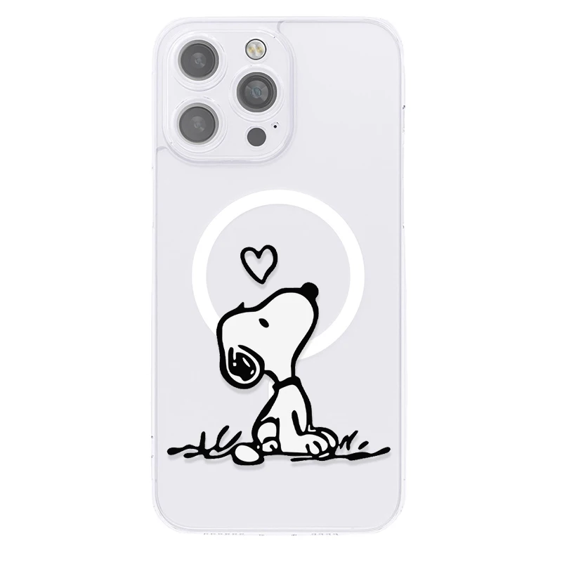 Snoopy Dog Cute Cartoon Anime With Magsafe Case For iPhone 16 15 14 13 12 11 Pro Max Magnetic Compatible Hard Shell Cover