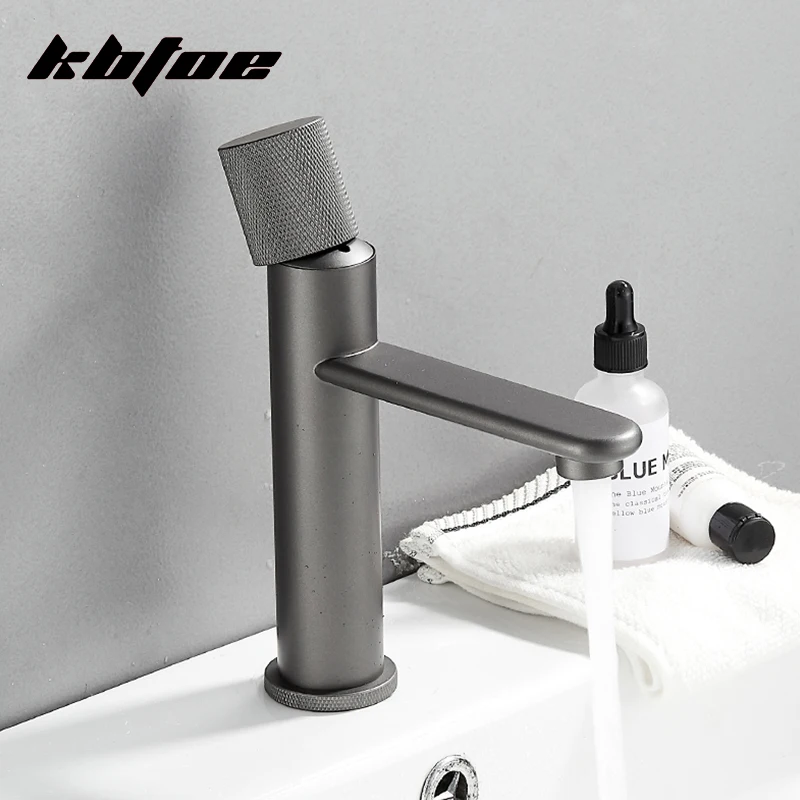 Modern Luxury Wash Basin Faucet Bathroom Hot Cold Water Toilet  Sink Mixer Tap Deck Mounted Brass Cylinder Single Hole Faucet