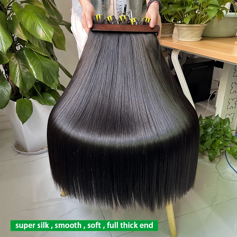 Double Drawn 100% Human Hair Straight 17A Grade Unprocessed Brazilian Sew In Hair Extensions Thick Virgin Hair Natural Color