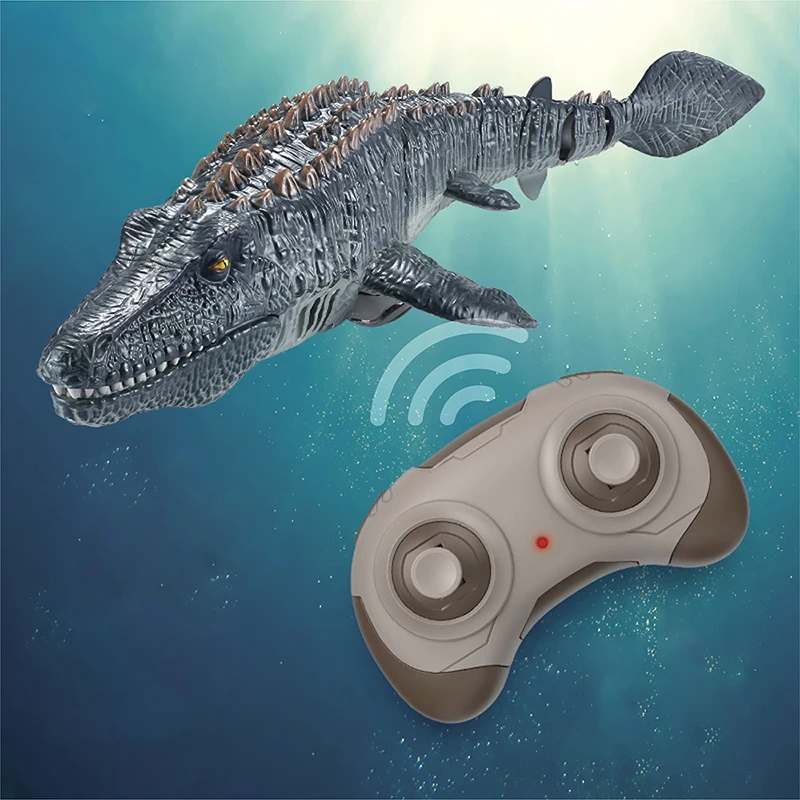 2.4G Remote Control Dinosaur For Kids Mosasaurus Diving Toys Rc Boat With Light Spray Water For Swimming Pool Bathroom Bath Toys