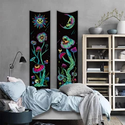 1pc Skeleton flower tapestry, mushroom plant butterfly tapestry, sun, moon, starry sky polyester tapestry(No accessories)