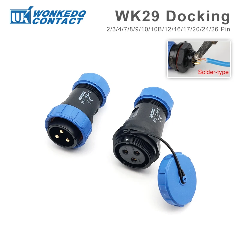 SP29 Docking Tin Solder-type Waterproof Connector 2/3/4/7/8/9/10/12/16/17/20/24/26 Pins Plug&Socket Connector IP68 Aviation Plug