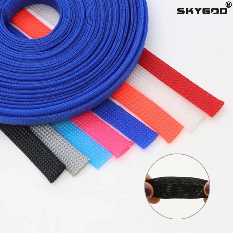 5M New Tight High Density PET Braided Wire Sleeve 2 4 6 8 10 12 14 16 18 20 25 30 40 50 60mm Insulated Cable Expandable Sheath