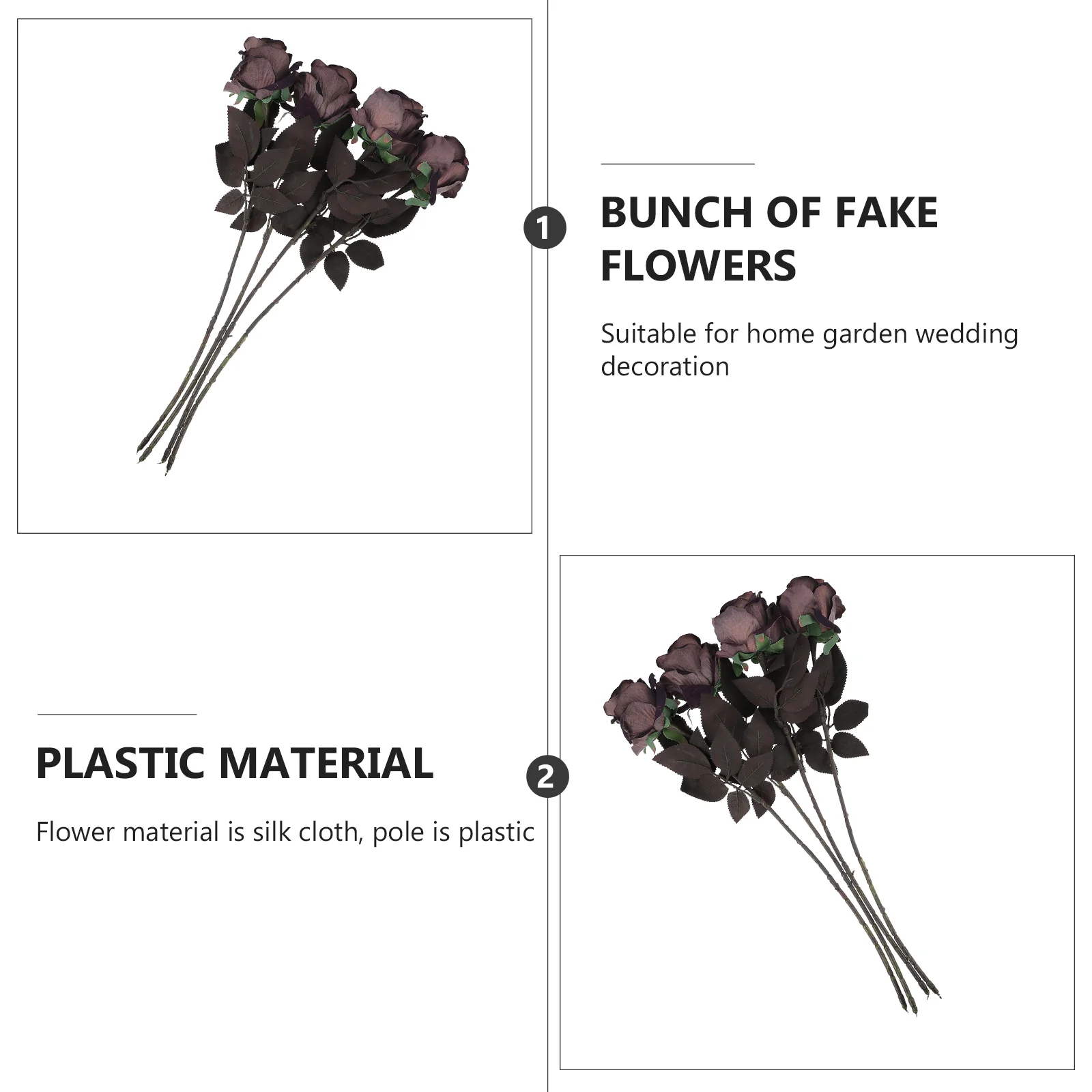 

4Pcs Artificial Rose Flowers Simulated Halloween Party Ornament Festive Decor