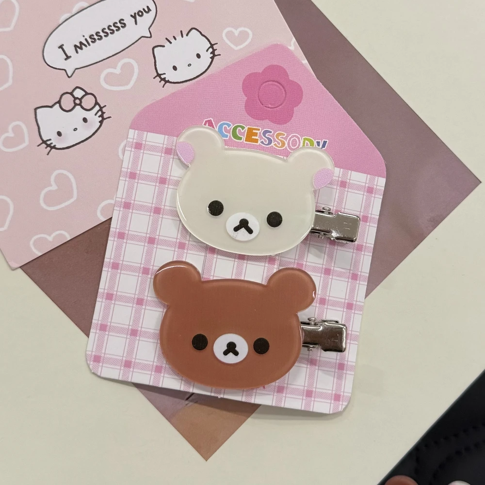 Rilakkuma Korilakkuma مقاطع الشعر أنيمي الدب رئيس لطيف دبابيس الشعر ومقاطع أغطية الرأس Kawaii إكسسوارات الشعر للنساء الفتيات