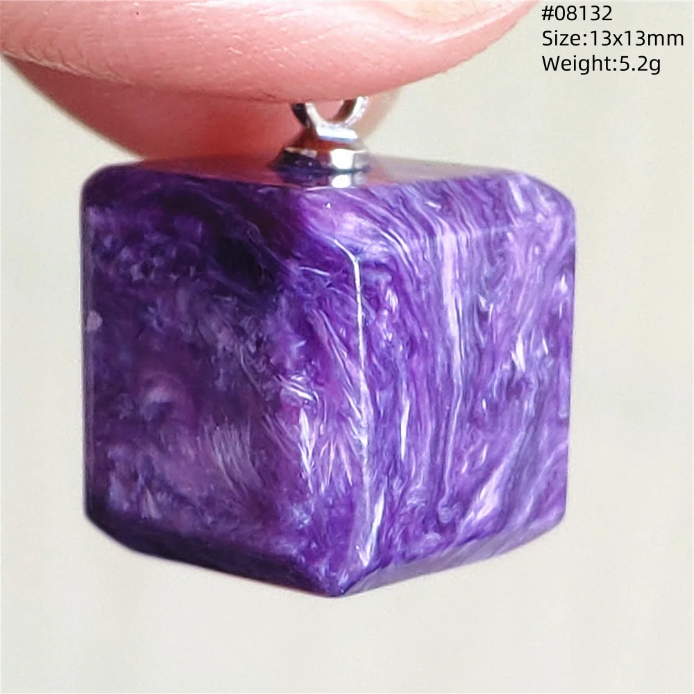 

Natural Charoite Beads Pendant Jewelry Women Man Cube Gemstone Purple Russia Charoite Fashion Square Beads Jewelry AAAAA