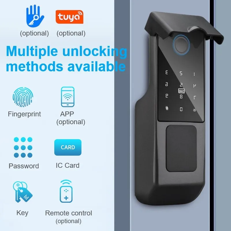 Imagem -02 - Impermeável Tuya Smart Door Lock Impressão Digital Wifi Cartão Magnético Nfc Chave de Senha Desbloquear para Pátio Apartamento Ttlock ao ar Livre Ip68