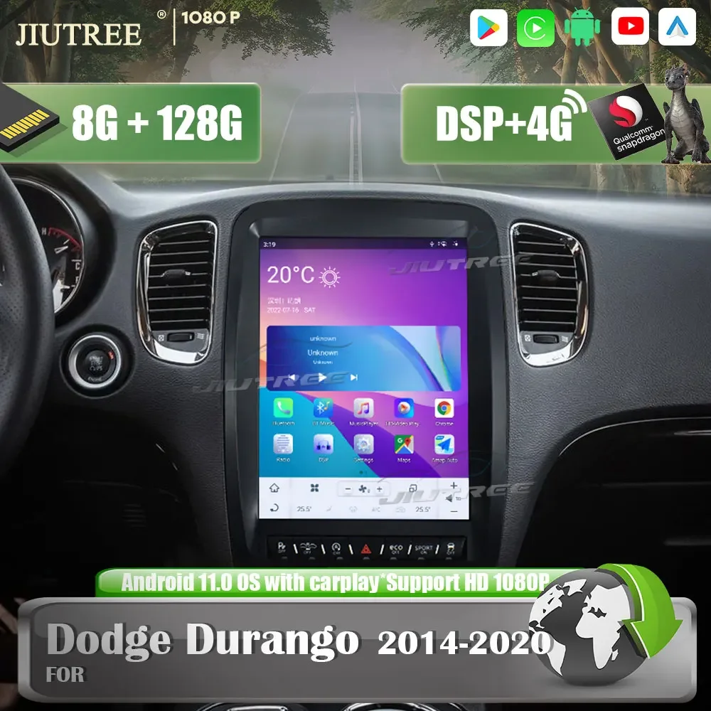 

Qualcomm Android 11 For Dodge Durango 2014-2020 Car Radio Head Unit Tesla Style Multimedia player GPS NAVI 4G LET Durango RT SRX