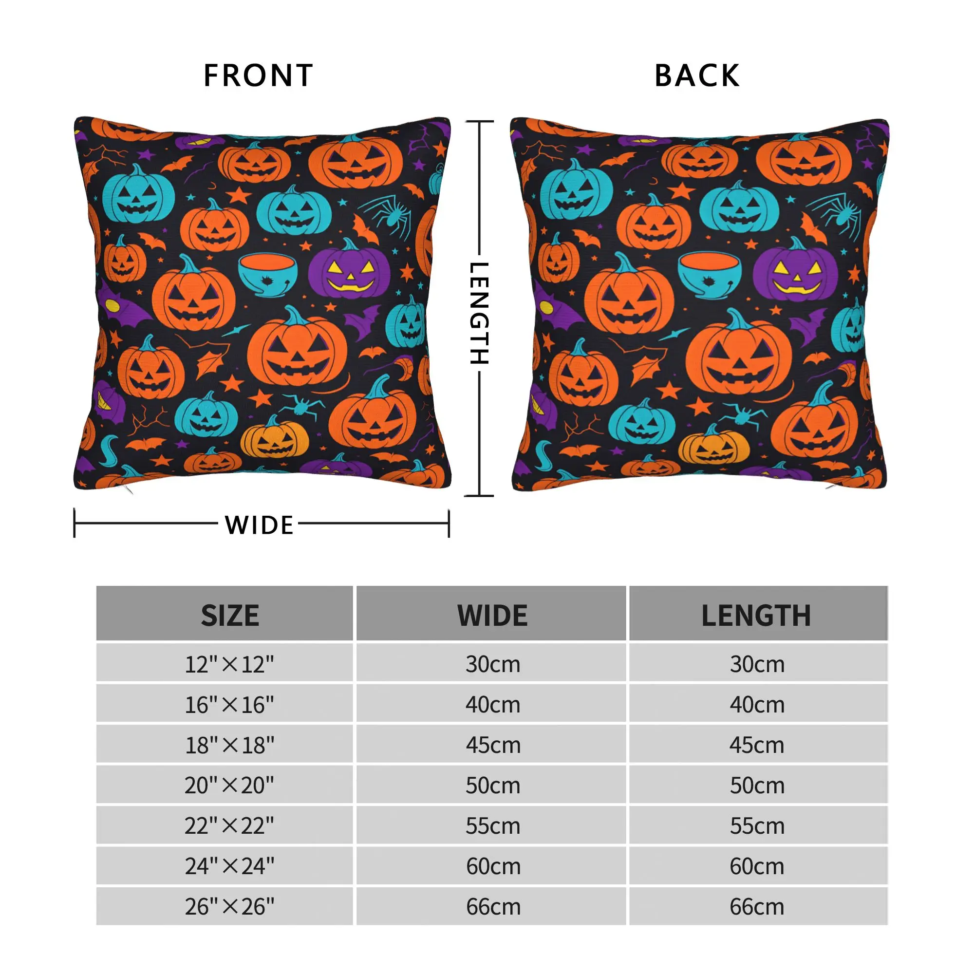 Halloween Colorful Pumpkin Bat Spider Star Seamless Pattern Dark Background Pillow Case Comfy Pillow Cover For Cushion Cover